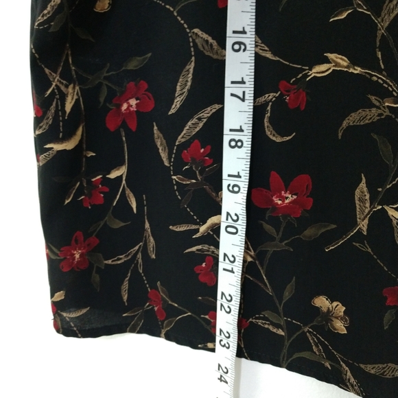 Vintage Floral Skirt Blouse Set Black Red Large - Picture 12 of 12